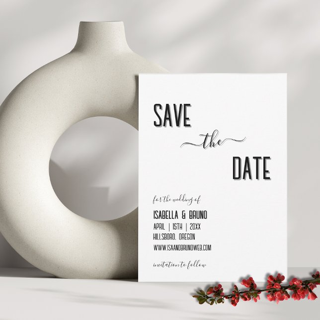 Moderne, stilvolle Personalisierte Schwarz-Text-Ho Save The Date (Von Creator hochgeladen)