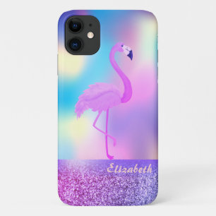 Moderne stilvolle Pink Flamingo Holographic Case-Mate iPhone Hülle