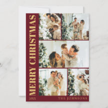 Moderne, stilvolle Red Gold Typografie Weihnachten