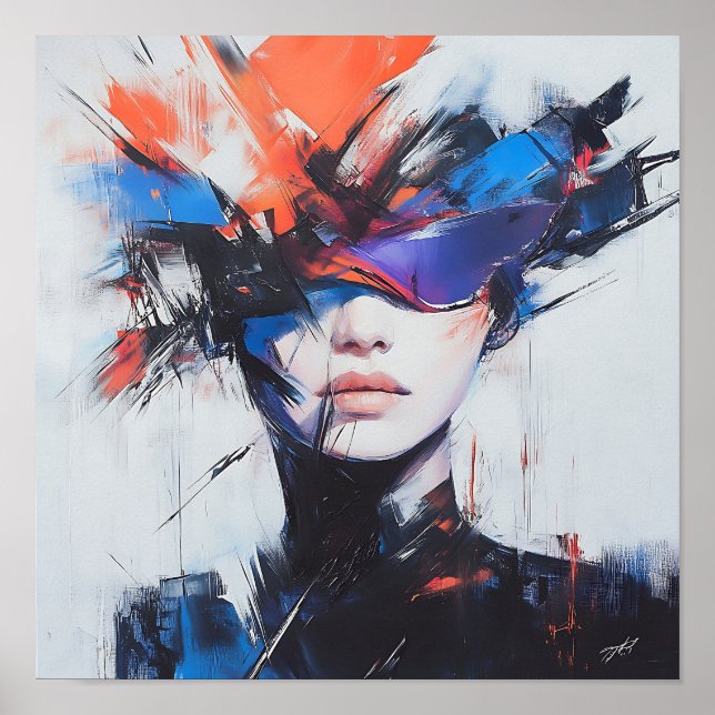 Moderne stilvolle Regenbogen Abstrakt Schöne Frau Poster (Vorne)