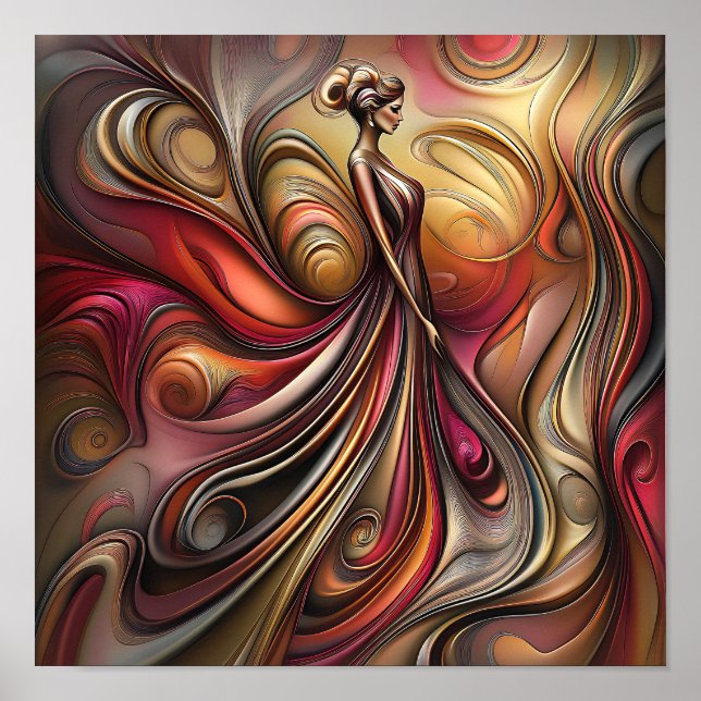 Moderne stilvolle Regenbogen Abstrakt Schöne Frau Poster (Vorne)