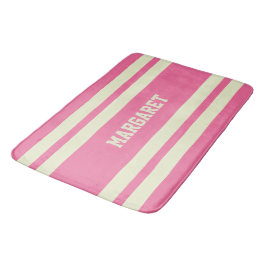 Moderne stilvolle rosa weiße Monogramm-Name  Badematte