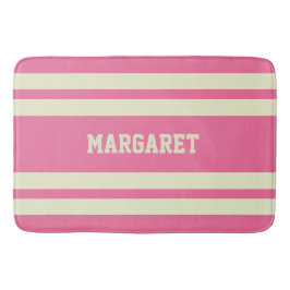 Moderne stilvolle rosa weiße Monogramm-Name  Badematte