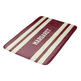 Moderne stilvolle rote weiße Monogramm-Name  Badematte