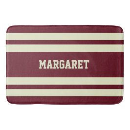 Moderne stilvolle rote weiße Monogramm-Name  Badematte