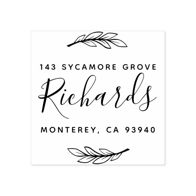 Moderne, stilvolle Rücksendeadresse mit Familienna Gummistempel (Prägung)