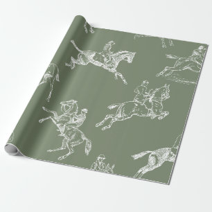 Moderne, stilvolle Sage Green Horseback Reittoile Geschenkpapier