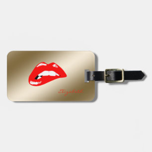 Moderne stilvolle schicke gold -rote Lippen,person Gepäckanhänger