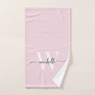 Moderne stilvolle Schreibschrift Blush Rosa Monogr Handtuch