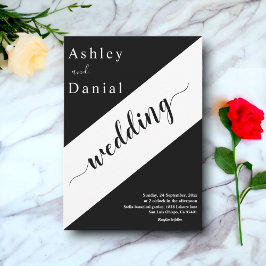 Moderne, stilvolle Schwarz-Weiß-Hochzeit Einladung