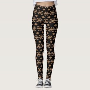 Moderne stilvolle schwarze und beige leggings