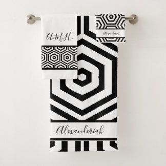 Moderne stilvolle schwarze und weiße Badezimmer-Ge Badhandtuch Set