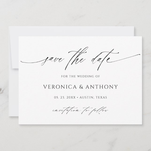 Moderne, stilvolle Script-Foto-Save the Date-Karte Save The Date (Vorderseite)