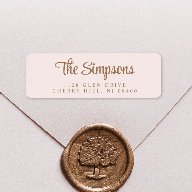 Moderne, stilvolle Script Pink Gold Rücksendeadres (Von Creator hochgeladen)