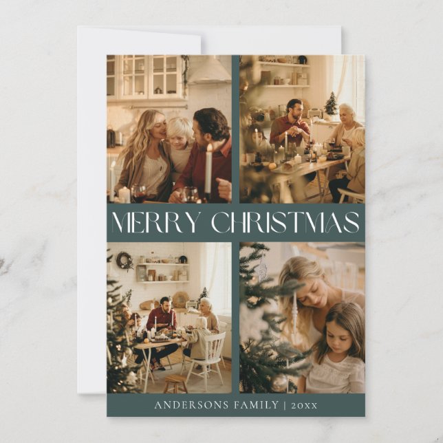 Moderne stilvolle skandinavische grüne Weihnachten (Vorderseite)