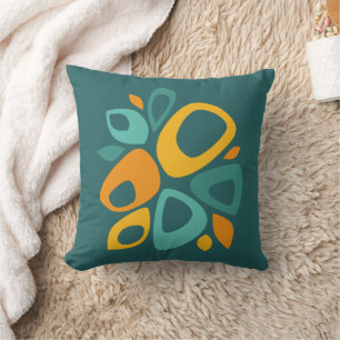 Moderne stilvolle Teal Ringelblume Senf Abstract Kissen
