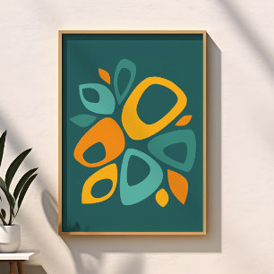 Moderne stilvolle Teal Ringelblume Senf Abstract Poster