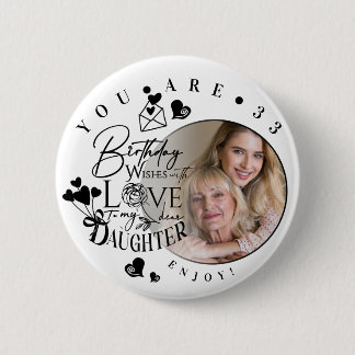 Moderne stilvolle Tochter-Geburtstags-Typografie-F Button