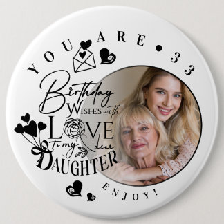 Moderne stilvolle Tochter-Geburtstags-Typografie-F Button