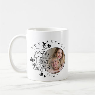 Moderne stilvolle Tochter-Geburtstags-Typografie-F Kaffeetasse