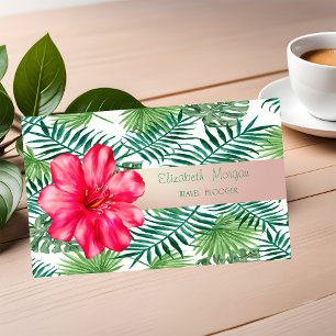 Moderne Stilvolle, Tropische Palmenblätter, Hibisk Visitenkarte