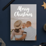 Moderne, stilvolle Typografie Frohe Weihnachtszeit Feiertagskarte<br><div class="desc">Frohe Weihnachtskarte: ein zeitgenössisches Design,  mit einer modernen Typografie und 2 Familienfotos zu ergänzen.</div>