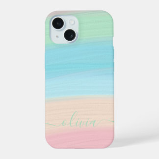 Moderne stilvolle Wasserfarbe Regenbogen-Monogramm iPhone 15 Hülle