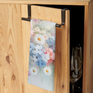 Moderne stilvolle Wasserfarben Blumen im florale T Geschirrtuch