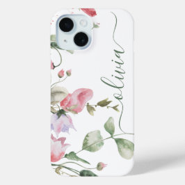 Moderne, stilvolle Watercolor Floral Monogram Case-Mate iPhone Hülle