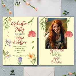 Moderne Stilvolle wilde Blume Abschluss Einladung