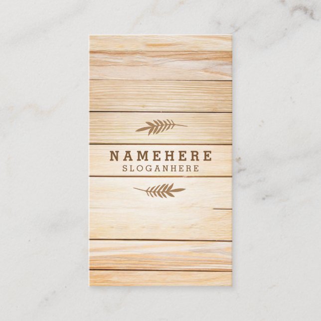 Moderne, stilvolle Wood Vertical Business Card Visitenkarte (Vorderseite)