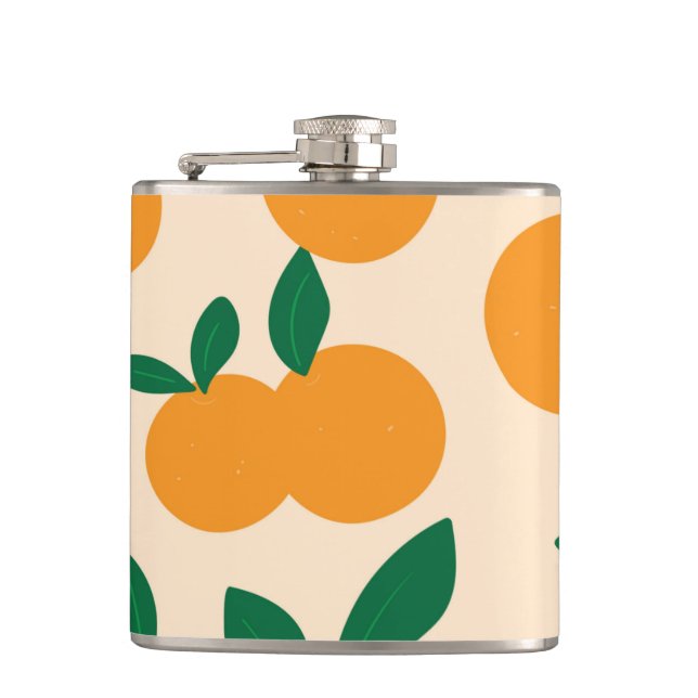 Moderne stilvolle Zitrusfrucht-Orangen-Muster Flachmann (Vorderseite)
