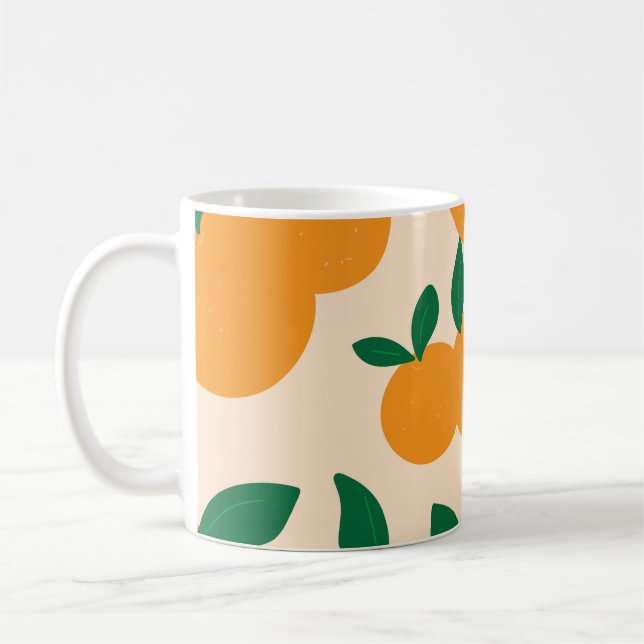 Moderne stilvolle Zitrusfrucht-Orangen-Muster Kaffeetasse (Links)