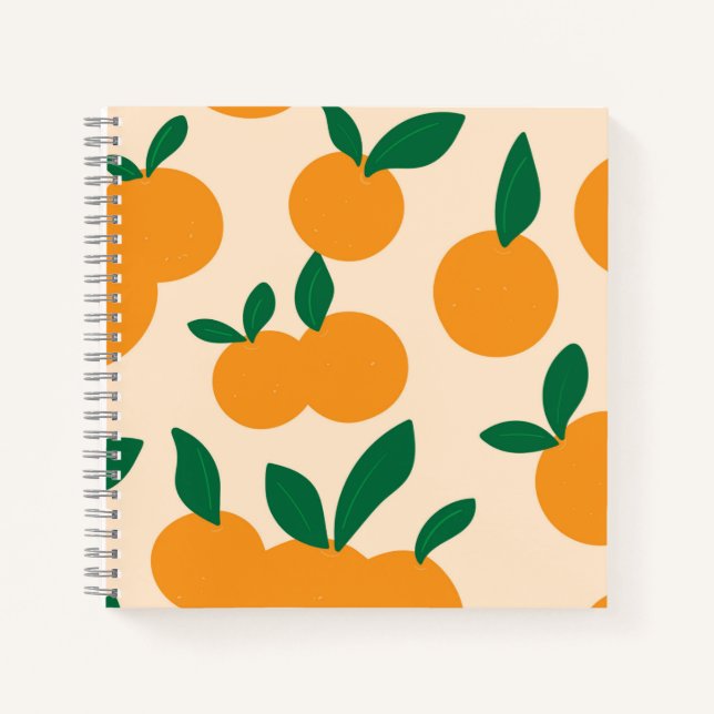 Moderne stilvolle Zitrusfrucht-Orangen-Muster Notizbuch (Vorderseite)