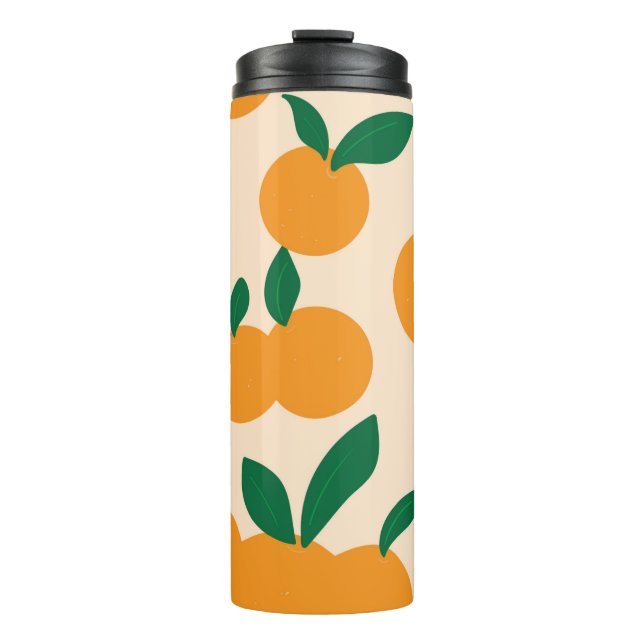 Moderne stilvolle Zitrusfrucht-Orangen-Muster Thermosbecher (Vorderseite)