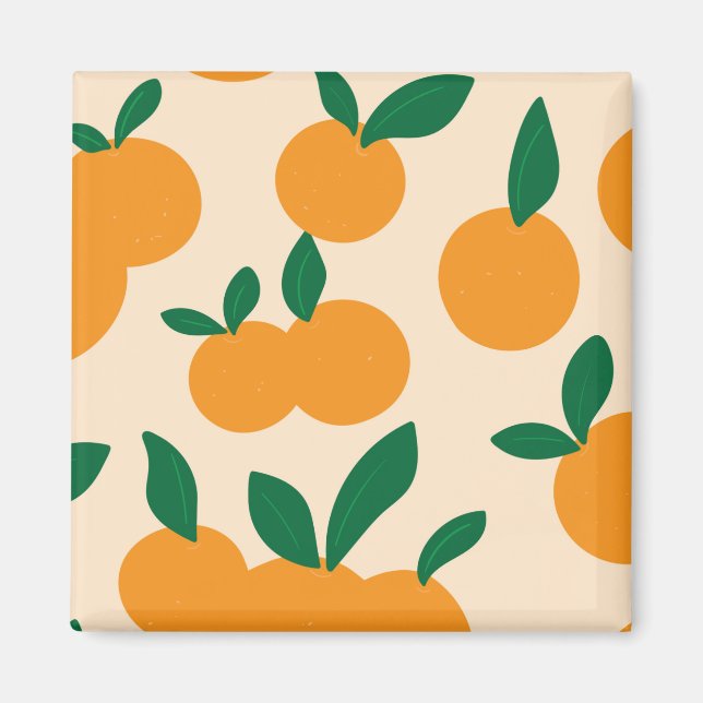Moderne stilvolle Zitrusfrüchte Orangen Muster Magnet (Vorne)