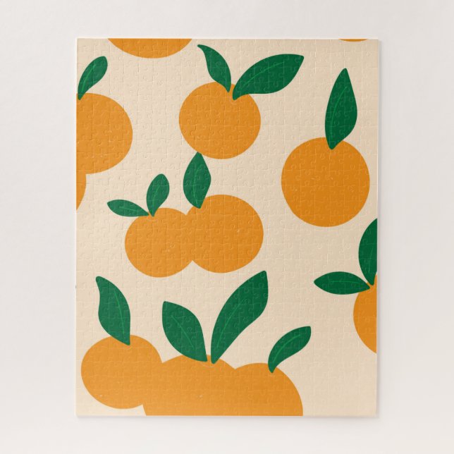 Moderne stilvolle Zitrusfrüchte Orangen Muster Puzzle (Vertikal)