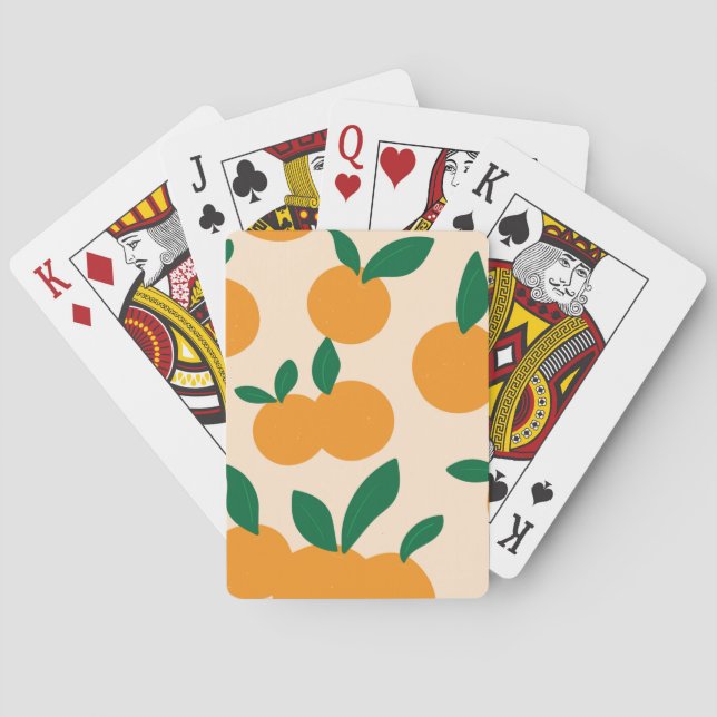 Moderne stilvolle Zitrusfrüchte Orangen Muster Spielkarten (Rückseite)