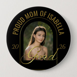 Moderne stolze Mutter des Absolventen Schwarz Gold Button