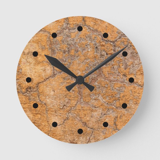 Moderne Stone Look Wandleuchten Runde Wanduhr (Vorderseite)