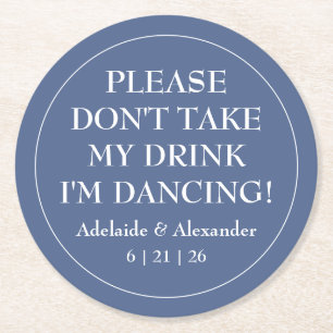 Moderne Strand Küsten Wasserfarben Hochzeit Blau Runder Pappuntersetzer