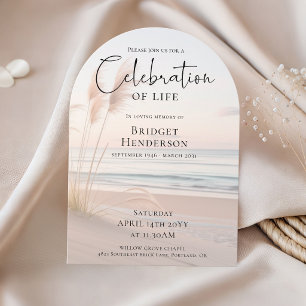 Moderne Strand-Ozean-Feier des Lebens Gedenken Einladung