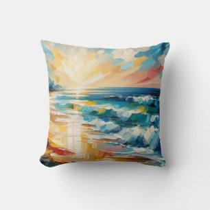 Moderne Strand-Sonnenuntergangs-Kunstgestaltung Kissen
