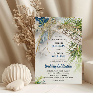 Moderne Strand-Themen-Hochzeit Einladung