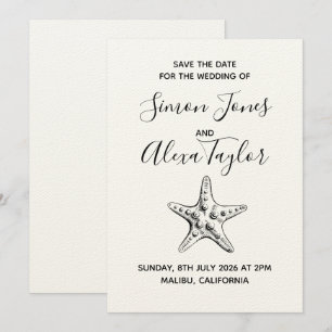 Moderne Strand-Ziel-Hochzeit Save the Date