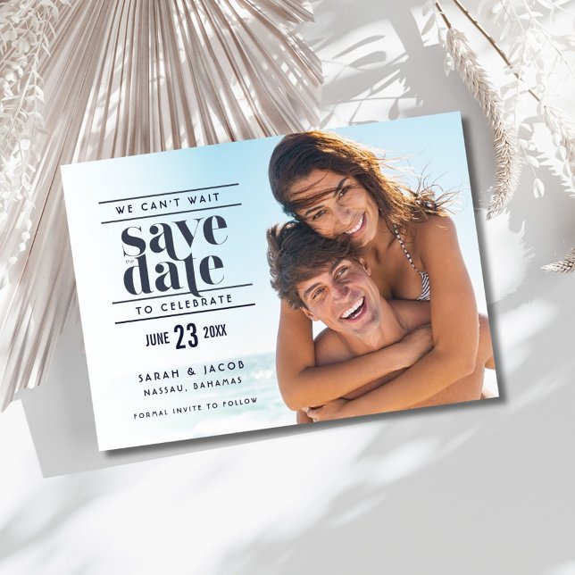 Moderne Strandhochzeit Foto Save the Date (Modern Photo Beach Wedding Save the Date)