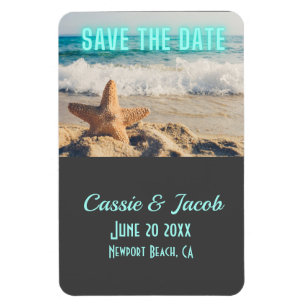 Moderne Strandlandschaft Save the Date vertikal Magnet