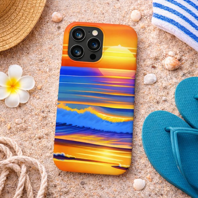 Moderne Strandsonneuntergang  iPhone Hülle (Von Creator hochgeladen)