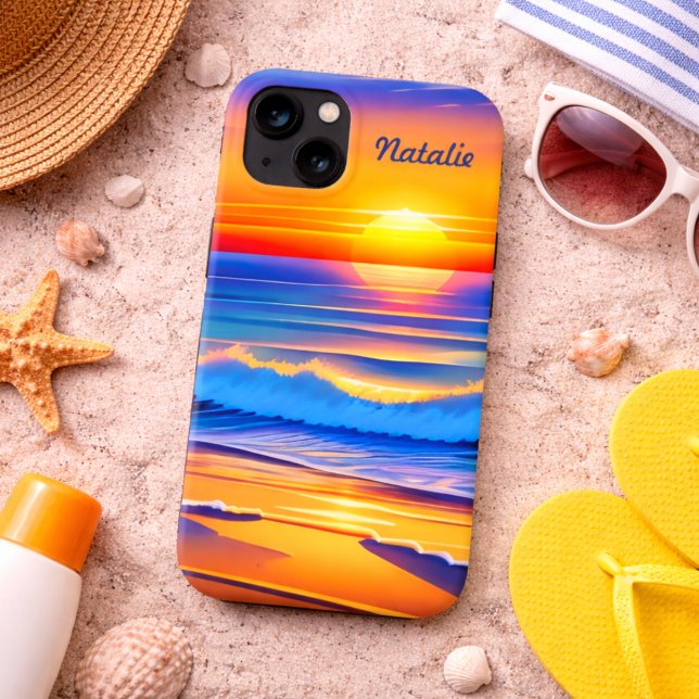 Moderne Strandsonneuntergang  iPhone Hülle (Von Creator hochgeladen)