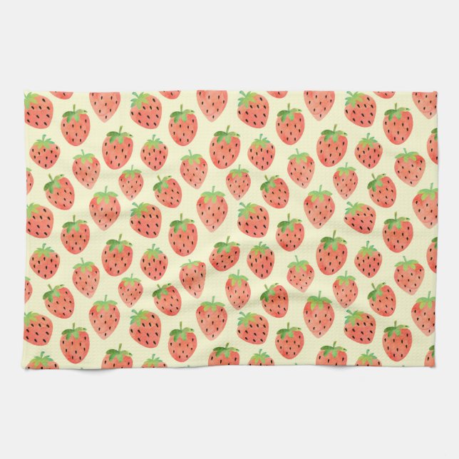 Moderne Strawberries Muster Geschirrtuch (Horizontal)